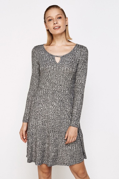 Стильное трикотажное платье от Springfield (Испания) - Размір: S - Цвет: серый - Springfield