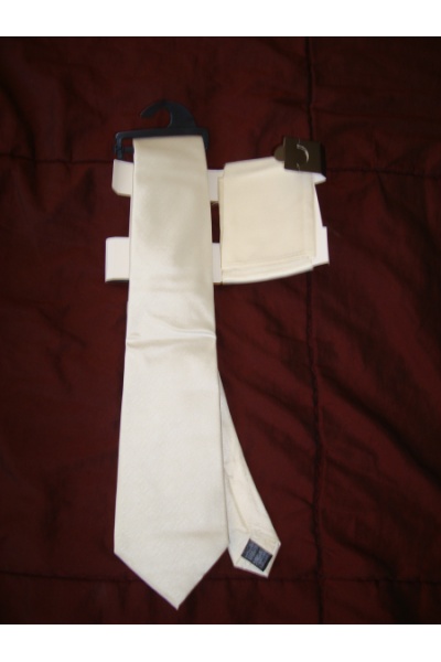 Галстук шелковый с платком M&S - Размір: ОДИН РАЗМЕР - Цвет: молочный - Marks&Spencer