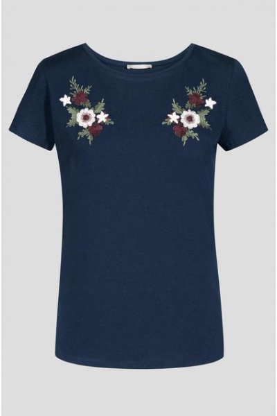 Женская футболка с цветочной вышивкой от Orsay  - Размір: S - Цвет: синий - Orsay